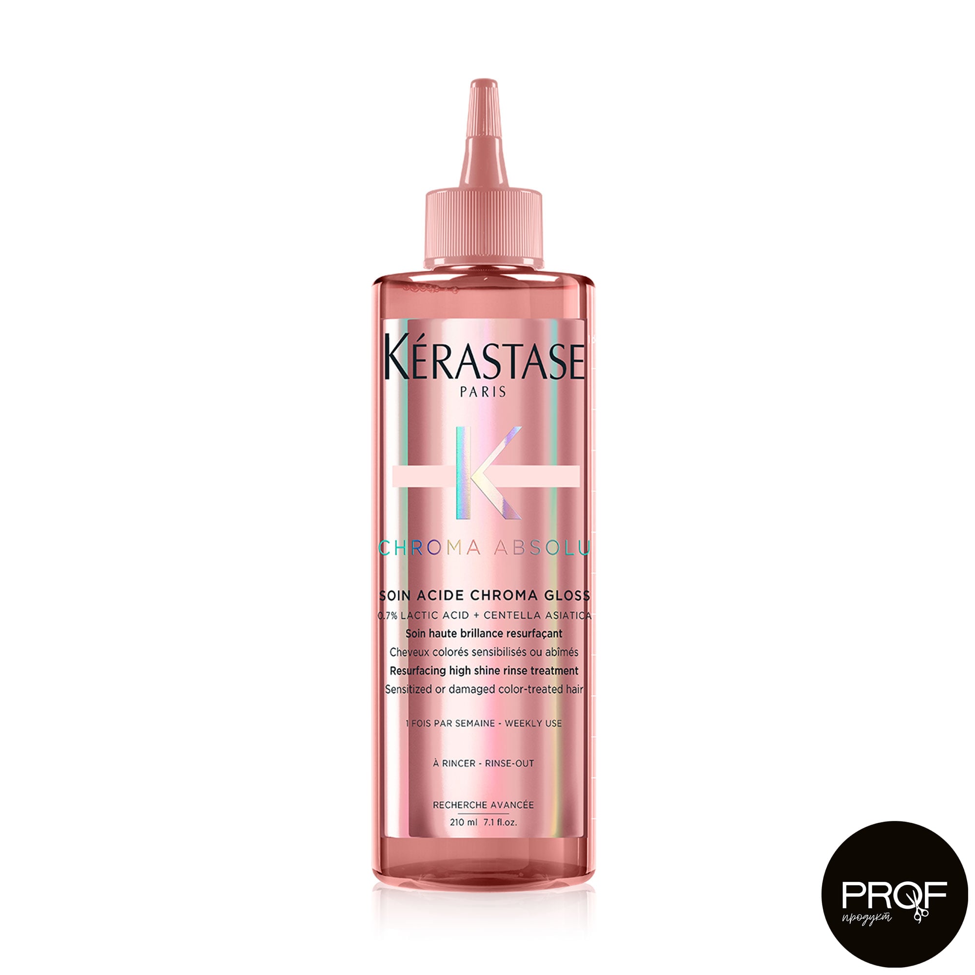 Флюїд Kerastase Chroma Absolu Soin Acide Chroma Gloss для інтенсивного блиску та гладкості фарбованого чутливого та пошкодженого волосся, 210 мл